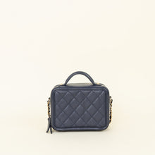 Chanel Navy Filigree Vanity w/ Chain