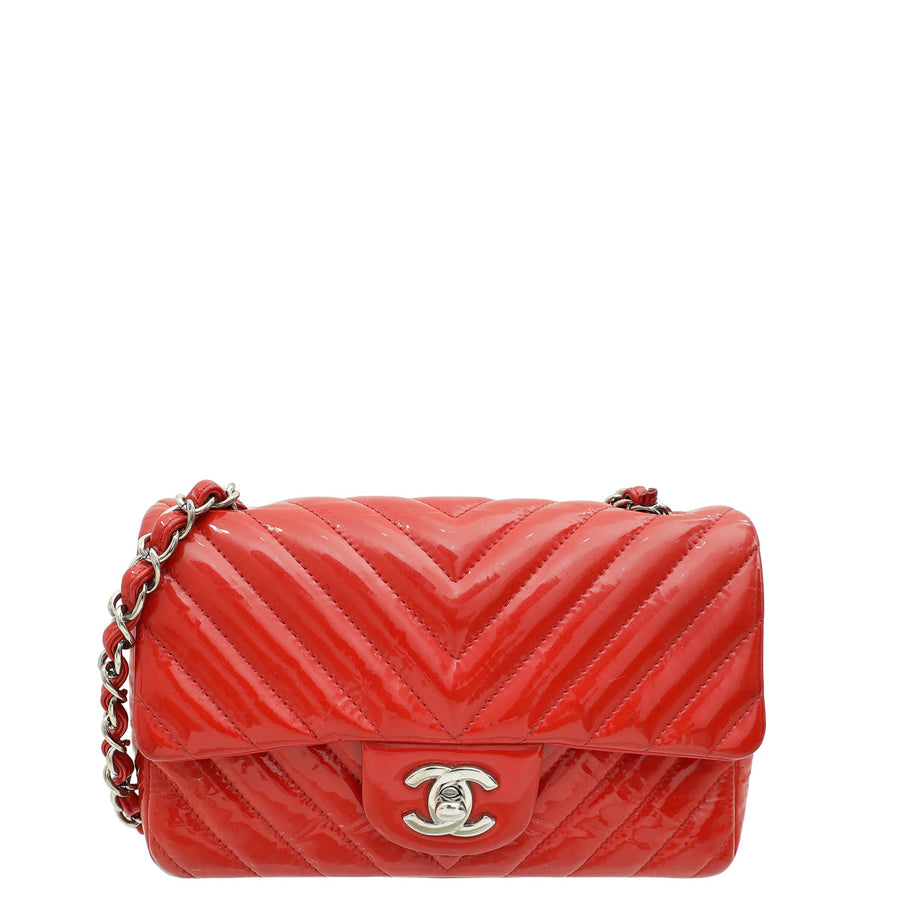 Chanel Red CC Chevron Mini Rectangular Bag