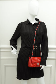 Chanel Red CC Chevron Mini Rectangular Bag