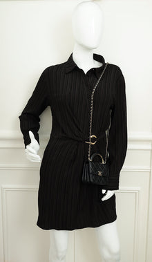 Chanel Black CC Quilted Top Handle Flap Clutch W/ Chain