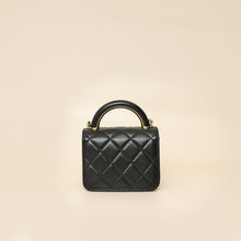 Chanel Black CC Quilted Top Handle Flap Clutch W/ Chain