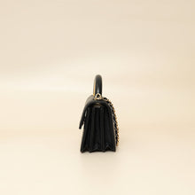 Chanel Black CC Quilted Top Handle Flap Clutch W/ Chain