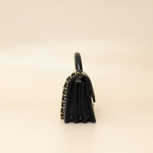 Chanel Black CC Quilted Top Handle Flap Clutch W/ Chain