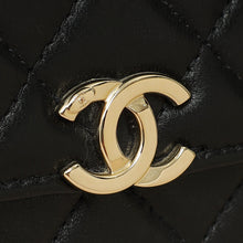 Chanel Black CC Quilted Top Handle Flap Clutch W/ Chain