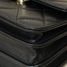 Chanel Black CC Quilted Top Handle Flap Clutch W/ Chain