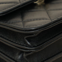 Chanel Black CC Quilted Top Handle Flap Clutch W/ Chain