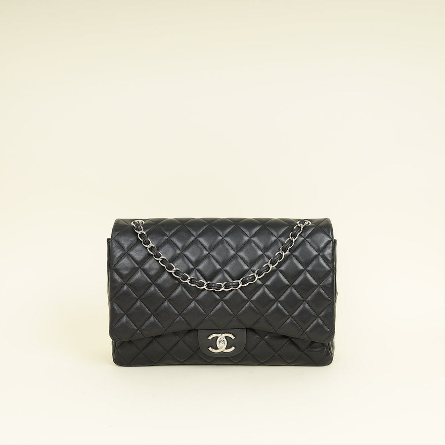 Chanel Black CC Classic Double Flap Maxi Bag