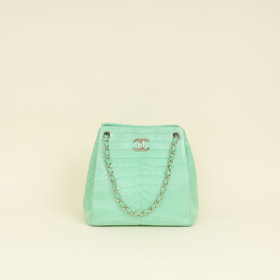 Chanel Vert Matte Alligator Petite Bucket Bag
