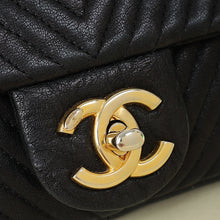 Chanel Black Chevron Surpique Flap Small Bag