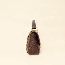 Chanel Brown CC Top Handle Quilted Flap Bag