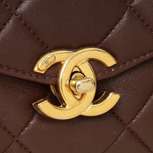 Chanel Brown CC Top Handle Quilted Flap Bag