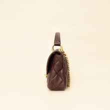 Chanel Brown CC Top Handle Quilted Flap Bag