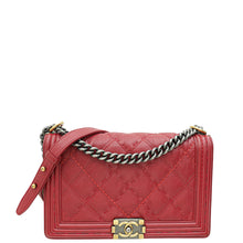 Chanel Red New Medium  Double Stitch Boy
