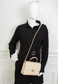 Chanel Light Peach CC Carry Me Top Handle Flap Bag