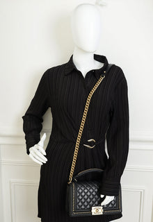 Chanel Black Le Boy Top Handle Medium Chain Bag