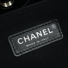Chanel Black CC Deauville Pinstripe Shopping Tote Bag