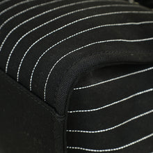 Chanel Black CC Deauville Pinstripe Shopping Tote Bag