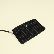 Chanel Black CC Deauville Pinstripe Shopping Tote Bag