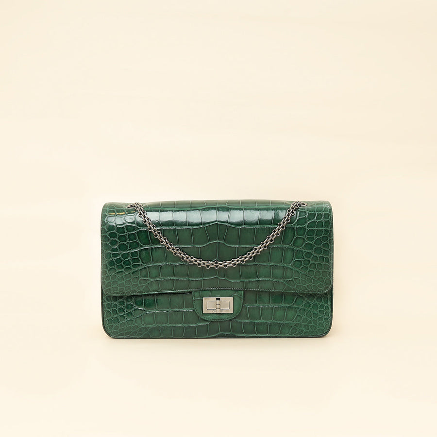 Chanel Forest Green Crocodile 2.55 Reissue Double Flap 227 Bag
