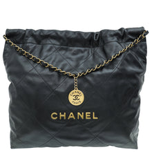 Chanel Black 22 Small Shiny Hobo Bag