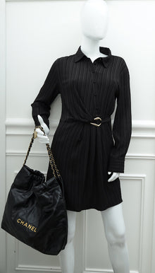 Chanel Black 22 Small Shiny Hobo Bag