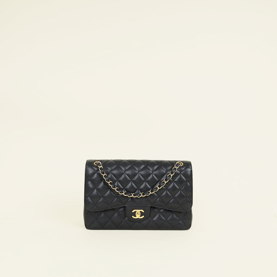 Chanel Black Classic Double Flap Jumbo Bag