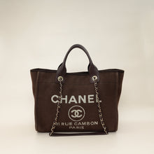 Chanel Brown CC Deauville Mixed Fabric Medium Tote Bag