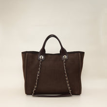 Chanel Brown CC Deauville Mixed Fabric Medium Tote Bag