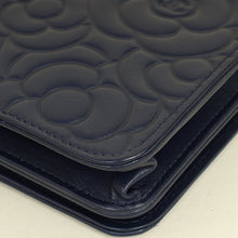 Chanel Navy Blue CC Camellia Flower Wallet On Chain
