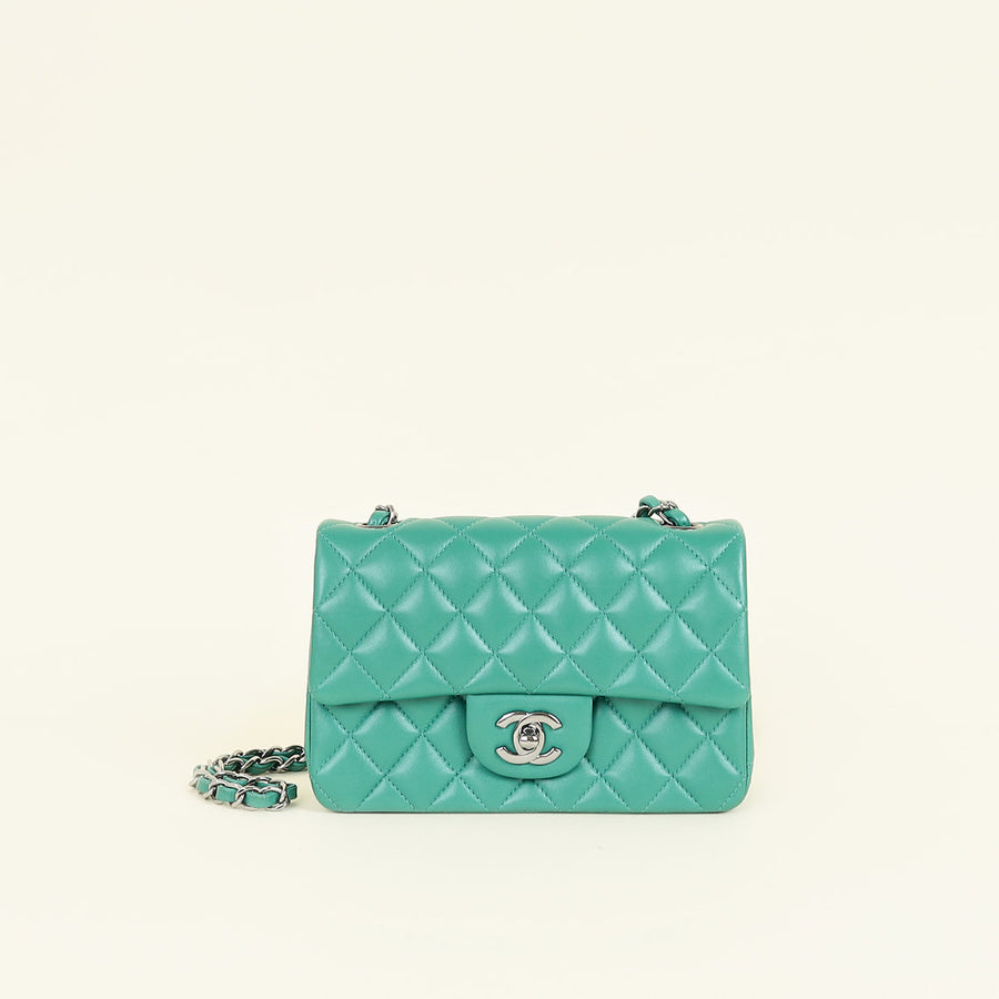 Chanel Green CC Classic Mini Rectangular Flap Bag