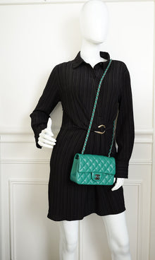 Chanel Green CC Classic Mini Rectangular Flap Bag