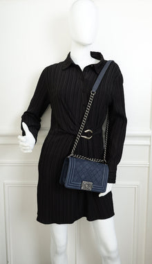 Chanel Navy Blue Le Boy Nubuck Small Flap Bag