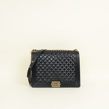 Chanel Black Diamond Quilt Le Boy Flap Large Bag