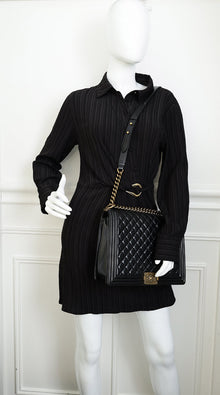 Chanel Black Diamond Quilt Le Boy Flap Large Bag