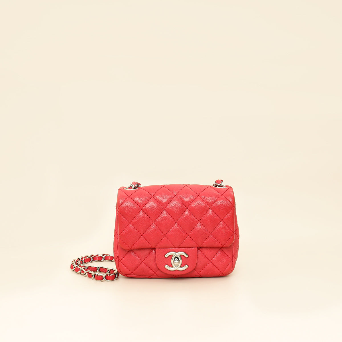Chanel Red CC Classic Mini Square Flap Bag