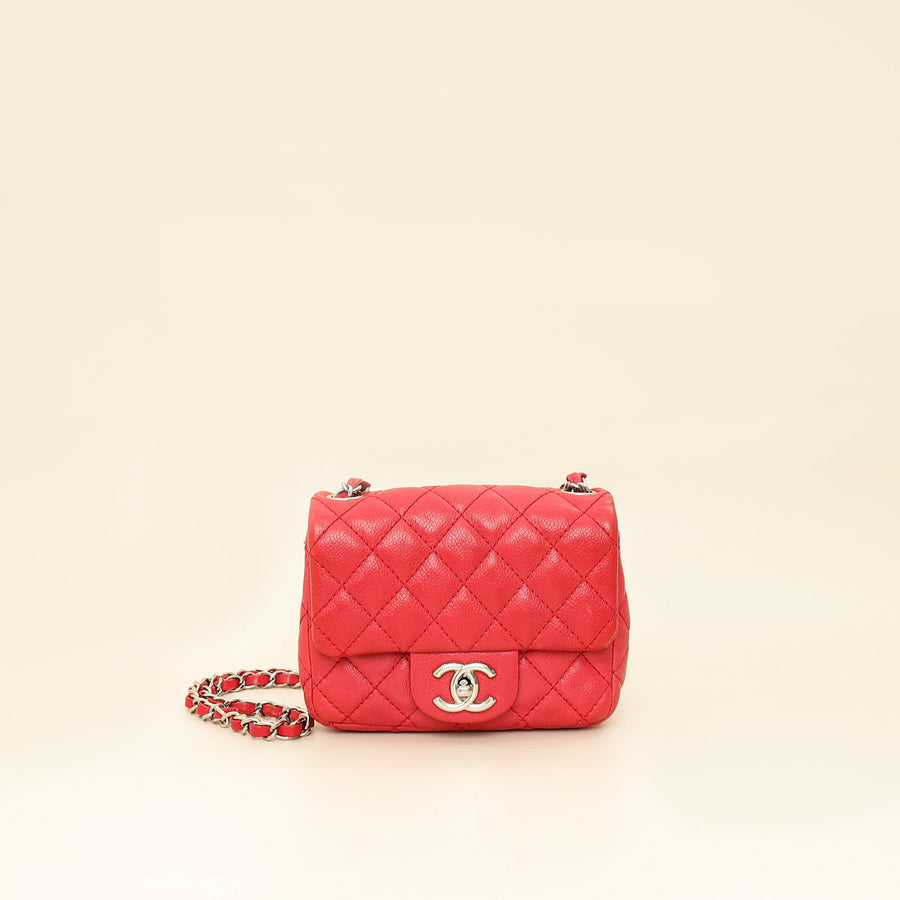 Chanel Red CC Classic Mini Square Flap Bag