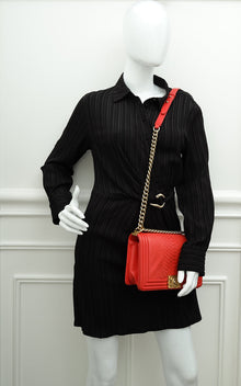 Chanel Red Python Le Boy Medium Bag