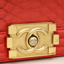 Chanel Red Python Le Boy Medium Bag