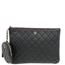 Chanel Black Classic Zipped Pouch W/ Round Coin Purse