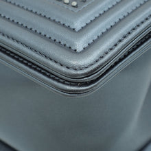 Chanel Metallic Grey Blue Le Boy Embroidered Beads Medium Flap Bag