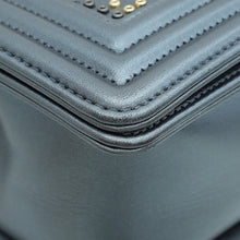 Chanel Metallic Grey Blue Le Boy Embroidered Beads Medium Flap Bag
