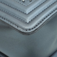 Chanel Metallic Grey Blue Le Boy Embroidered Beads Medium Flap Bag