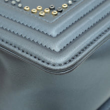Chanel Metallic Grey Blue Le Boy Embroidered Beads Medium Flap Bag