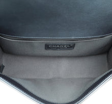 Chanel Metallic Grey Blue Le Boy Embroidered Beads Medium Flap Bag