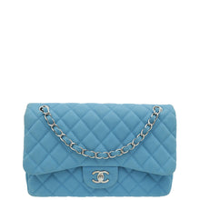 Chanel Blue CC Classic Nubuck Double Flap Jumbo Bag