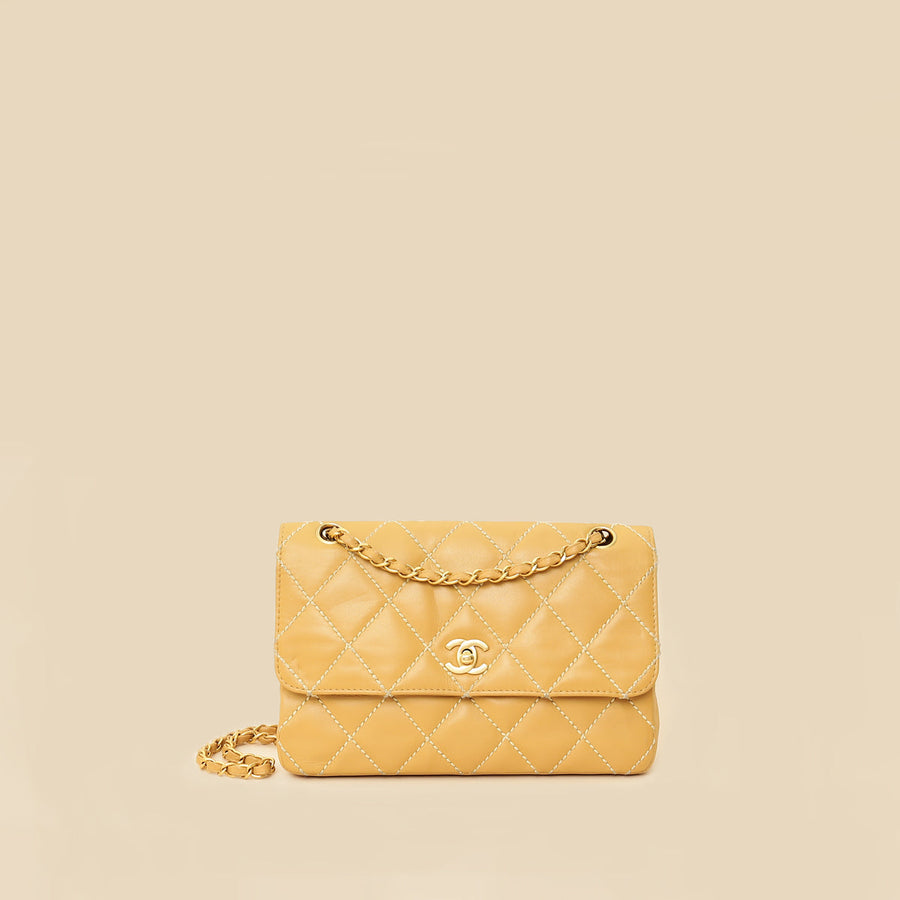 Chanel Beige Wild Stitch Flap Medium Bag
