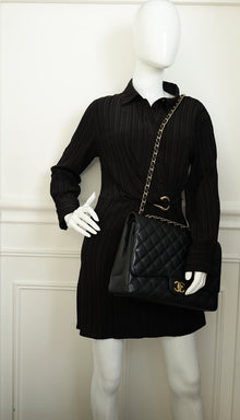 Chanel Black CC Classic Double Flap Maxi Bag