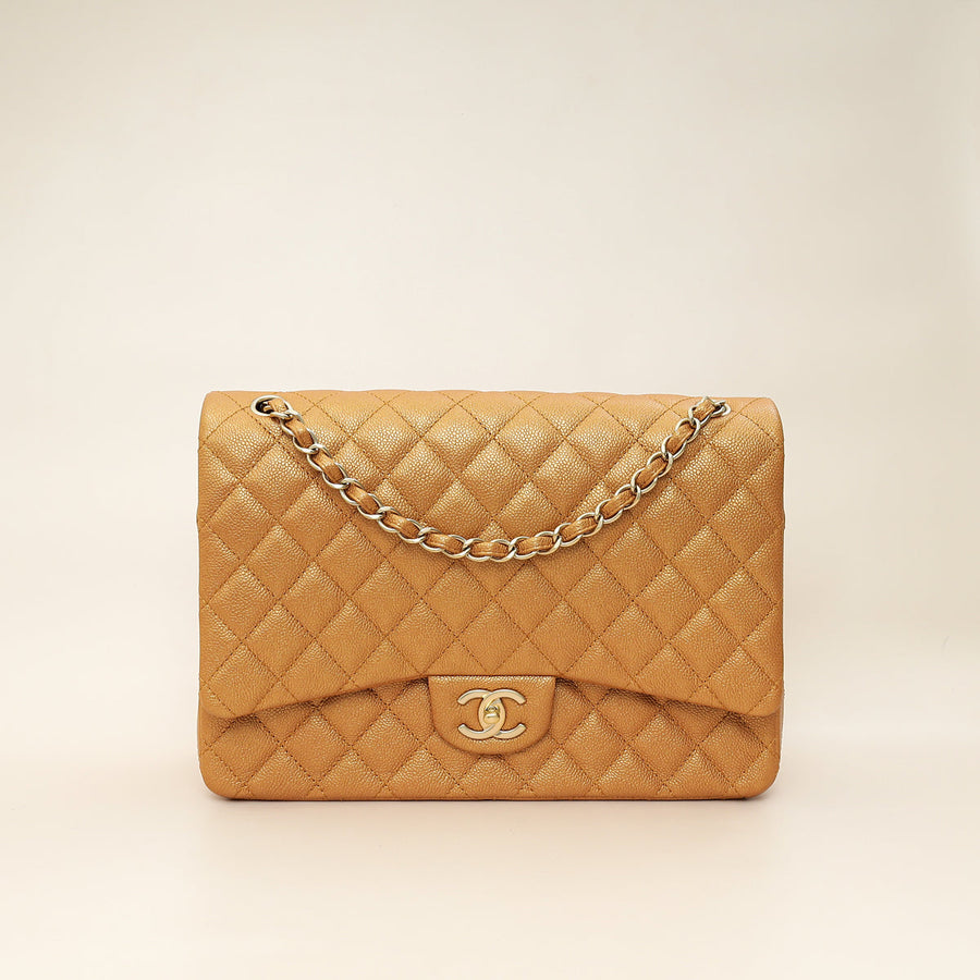 Chanel Metallic Bronze CC Classic Double Flap Maxi Bag