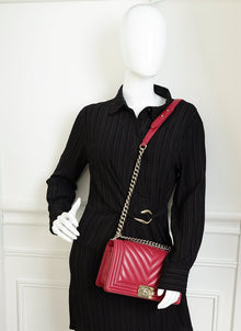 Chanel Dark Fuchsia Le Boy Chevron Medium Flap Bag