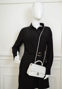 Chanel Metallic Pearly White Mini Rectangular Top Handle Bag